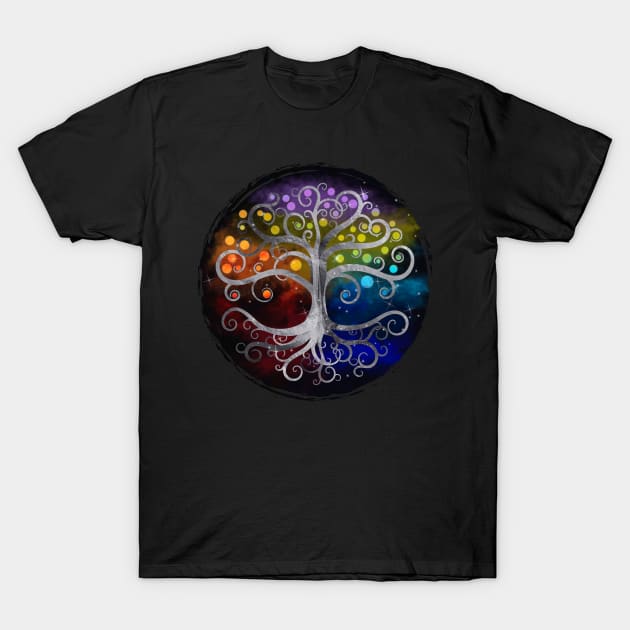 Tree of life Silver Swirl T-Shirt by Nartissima